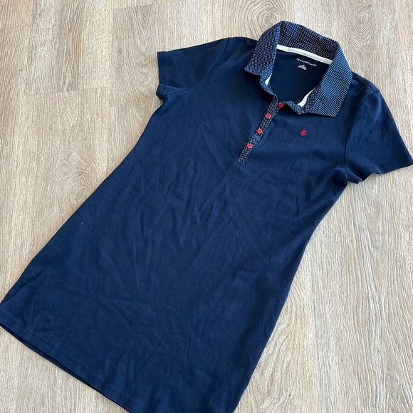 Tommy Hilfiger Polo Dress Womens Large Navy Tennis Preppy Polka Dot Collar‎ - Picture 10 of 12